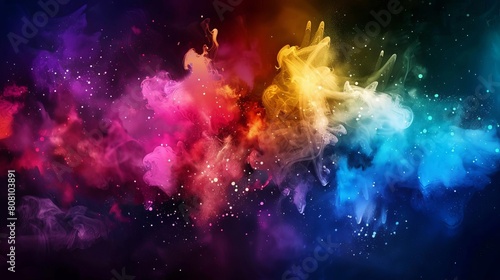 A burst of colors against a dark background, symbolizing creativity or innovation © nattapon98