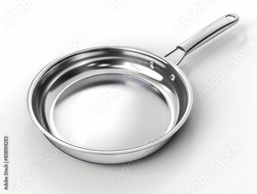 A stainless steel pan on a white background. photo