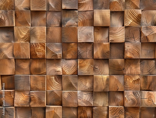 A wall made of wood blocks.