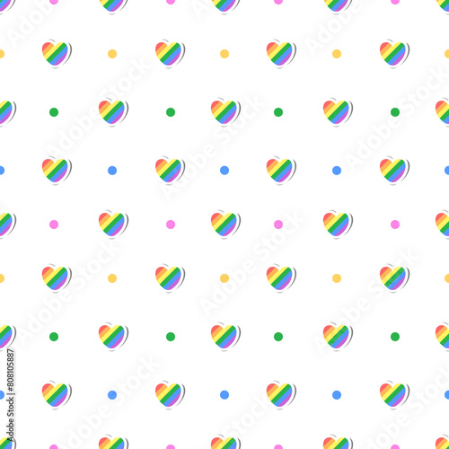 Seamless pattern of pride symbols, rainbow hearts, love wins concept for pride month theme