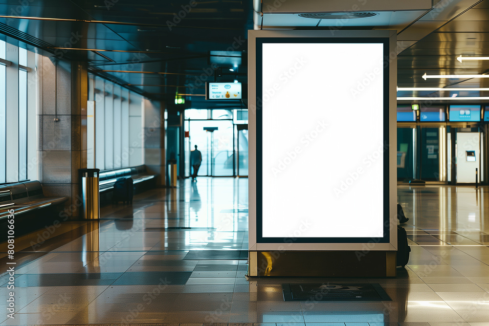 Large White Billboard in Airport Lobby Large White Billboard in Airport Lobby