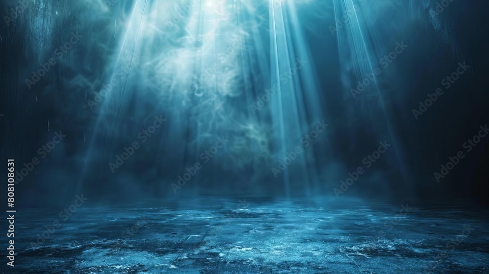 Mystical dark blue spotlight background, perfect for dramatic or theatrical presentations