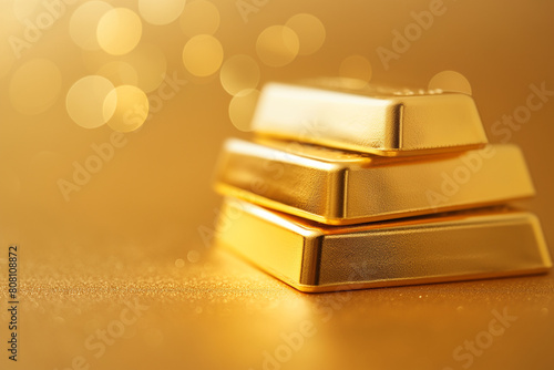 Close up pure Golden bars ingot, represent the business and finance concept idea