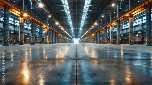 Industrial warehouse with concrete floors and steel structure suitable for large factory. Concept Industrial Warehouse  Concrete Floors  Steel Structure  Large Factory  Commercial Property
