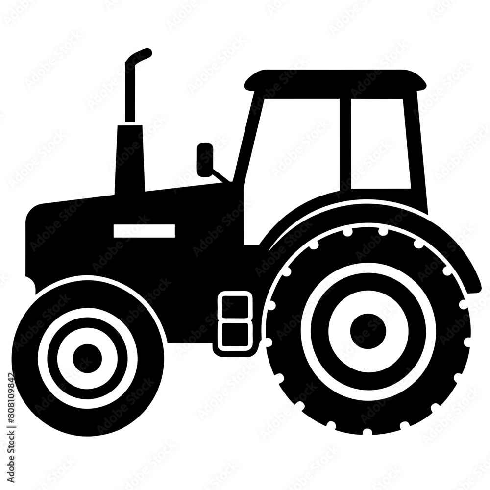 Tractor silhouette vector illustration isolated on a white background. Tractor silhouette vector illustration isolated on a white background.