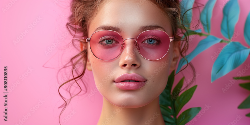 Beautiful woman on pink background Beautiful woman on pink background