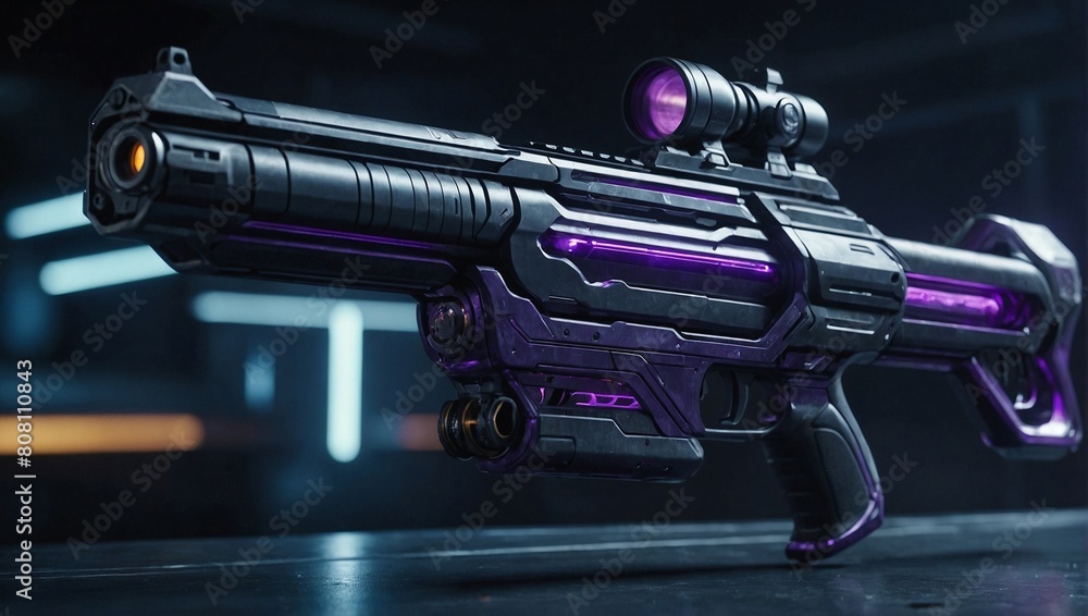 A futuristic energy rifle with a sleek aerodynamic A futuristic energy rifle with a sleek aerodynamic