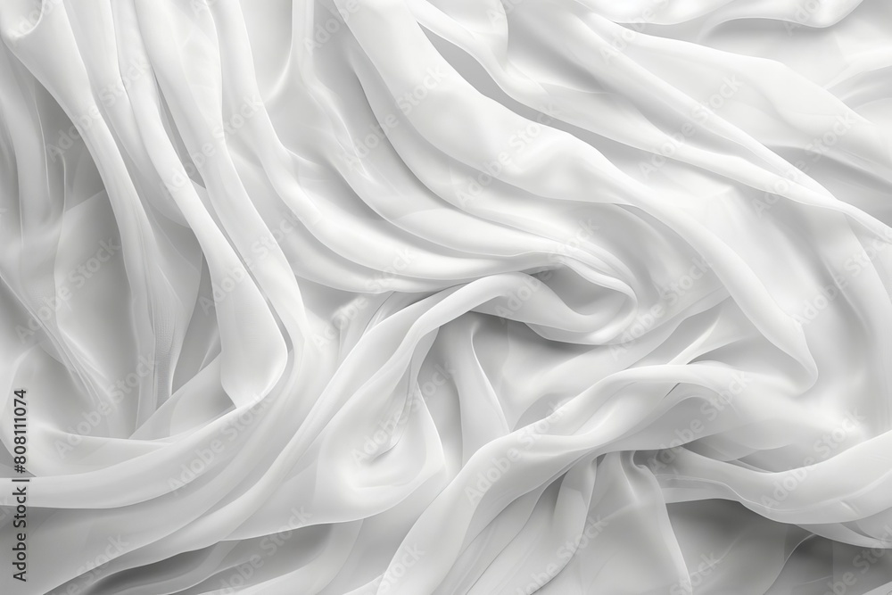 Flowing white fabric texture, perfect for backgrounds that require a soft and delicate feel Flowing white fabric texture, perfect for backgrounds that require a soft and delicate feel