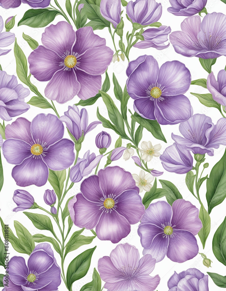 Violet wildflower watercolor