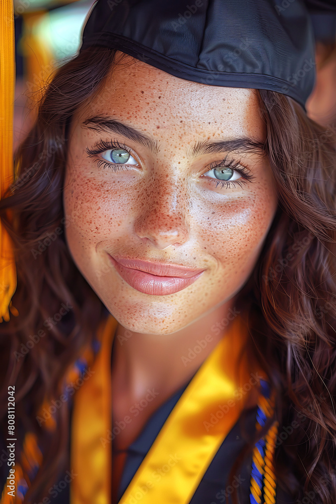 Close portrait of a graduate girl. Education and graduation theme. Close portrait of a graduate girl. Education and graduation theme.