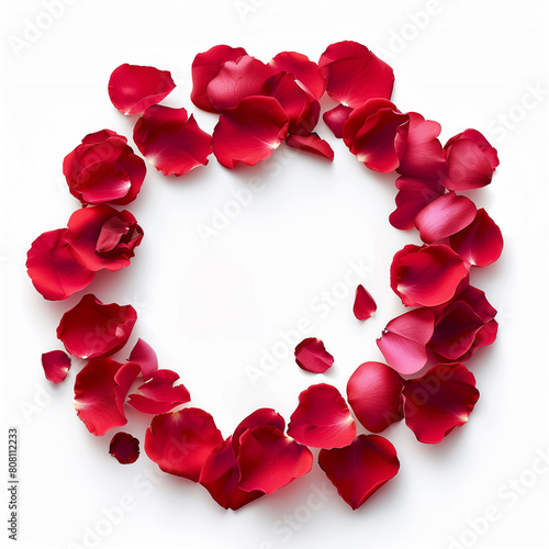 rose petals arranged in a circle on a white background