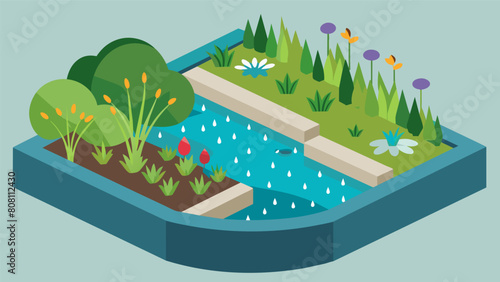 To make the space more ecofriendly a sustainable rain garden was installed to collect and filter rainwater reducing stormwater runoff and providing a. Vector illustration