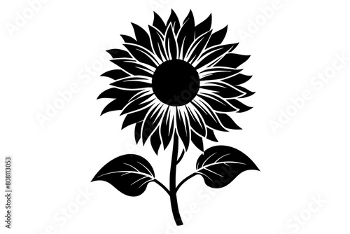  A sunflower silhouette black vector artwork illustration