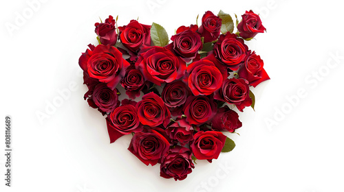 Heart of red Roses isolated on white  generative ai