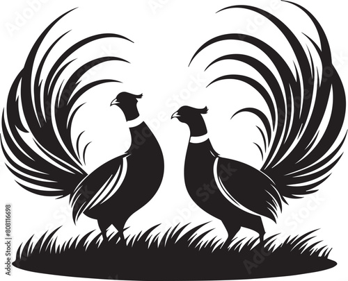 Pheasant silhouette. Pheasant logo. Pheasant vector design black and white. Pheasant flying silhouette. 
