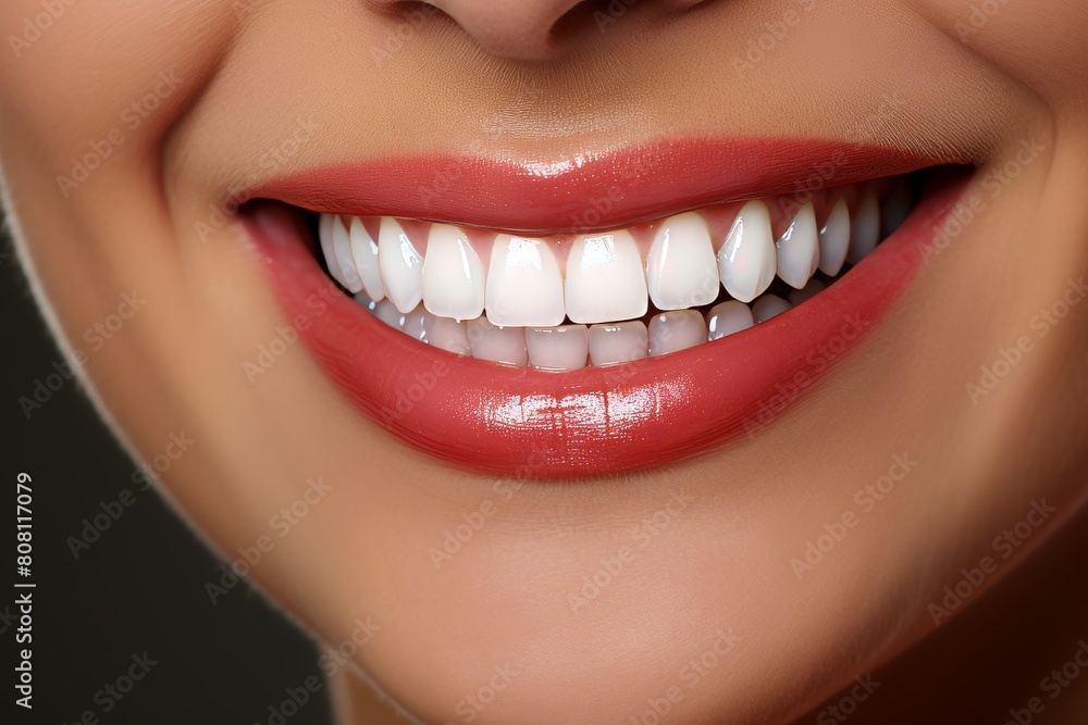 Young female pointing and showcasing healthy, pink gums with dental hygiene and care Young female pointing and showcasing healthy, pink gums with dental hygiene and care