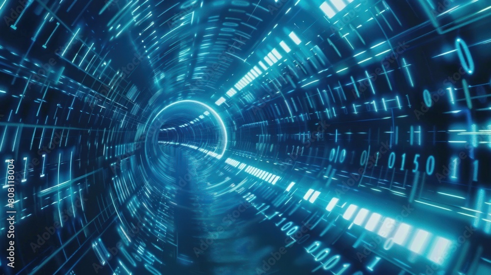 binary tunnel background , Technology concept. High Tech Background