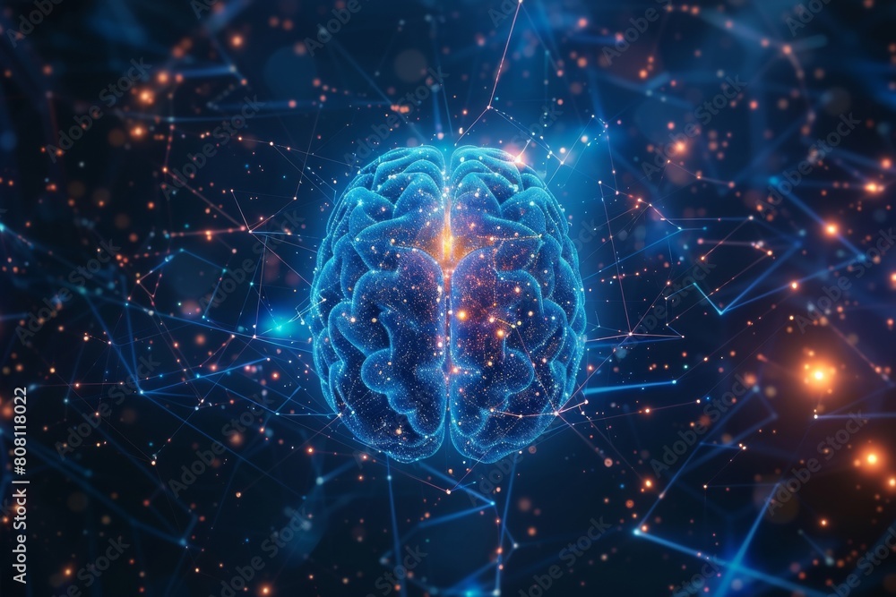 Obraz premium Artificial intelligence, machine learning, neural network, deep learning, digital brain, technology. Conceptual illustration of futuristic innovation in AI and science.