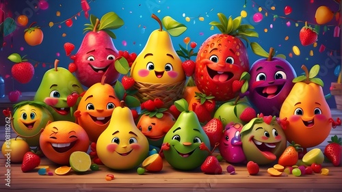 Happy Vegetables, Cute Cartoon 3D Collection, Funny and adorable bread party, festival celebration, mascot-style of cartoon characters. Ideal for banner marketing in e-commerce, grocery stores