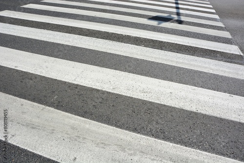 Pedestrian crossing lanes view from low height