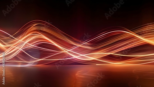 Neon lines in a dark room forming an abstract looped panoramic background. Concept Neon Art, Dark Room, Abstract Loop, Panoramic Background