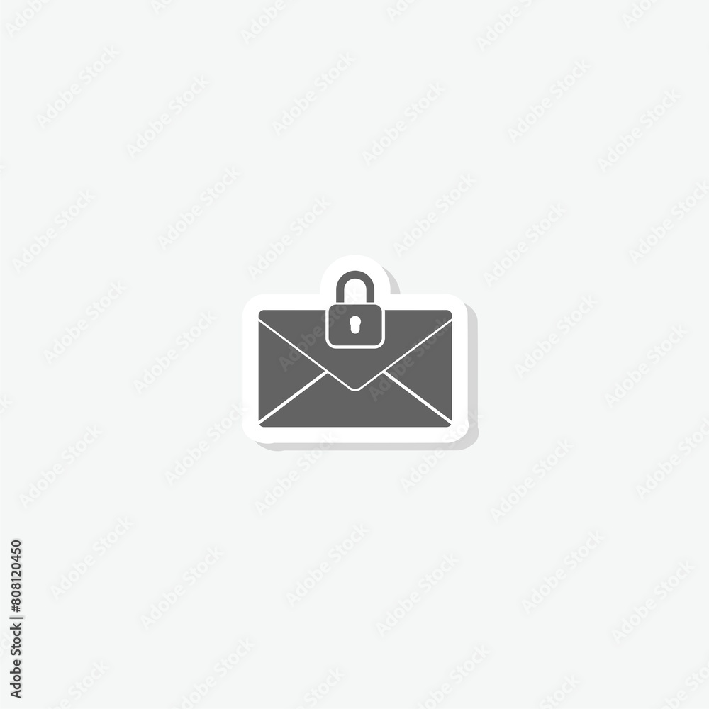 Lock e-mail icon sticker isolated on gray background Lock e-mail icon sticker isolated on gray background