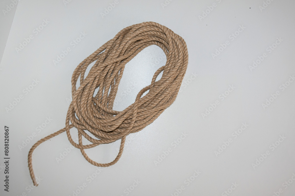 rope rolled into a circle on a white background rope rolled into a circle on a white background