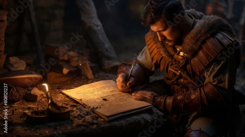 Roman Legionnaire's farewell letter written by campfire light before mission