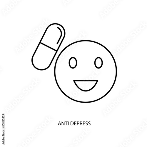 anti depressant concept line icon. Simple element illustration. anti depressant concept outline symbol design.