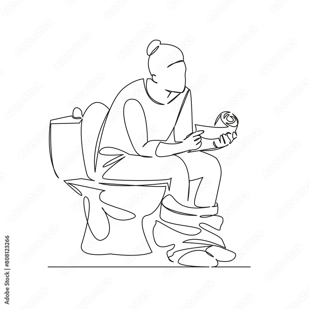 woman sitting on toilet with toilet paper