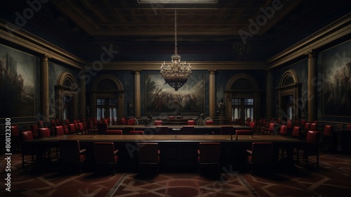 Roman Senate session during dramatic storm photo