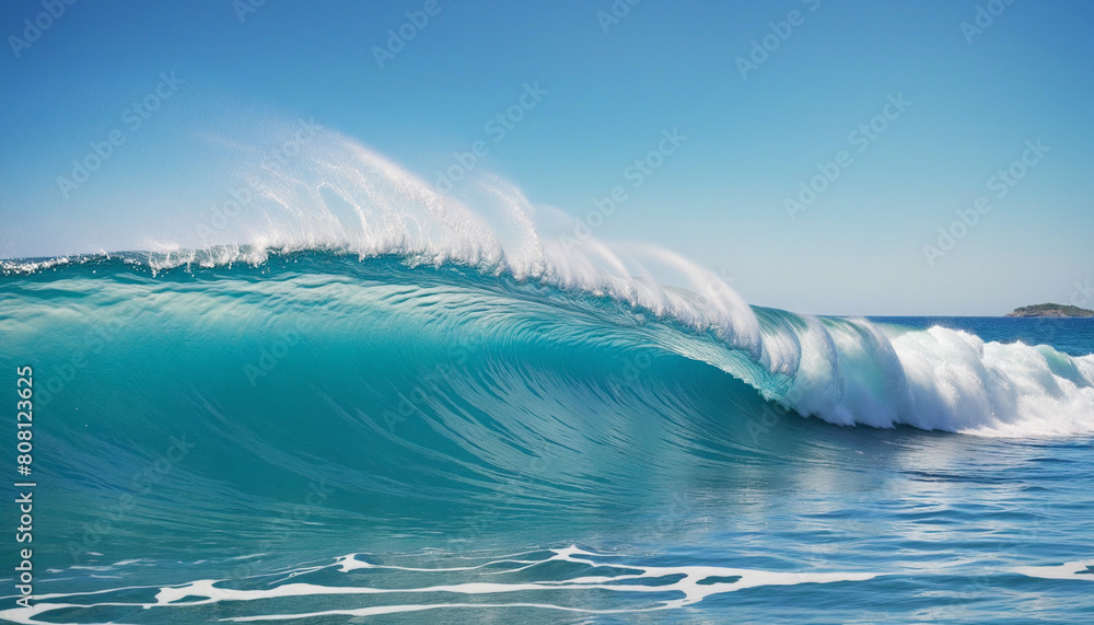 Ocean landscape with turquoise waves and white horse reef Ocean landscape with turquoise waves and white horse reef