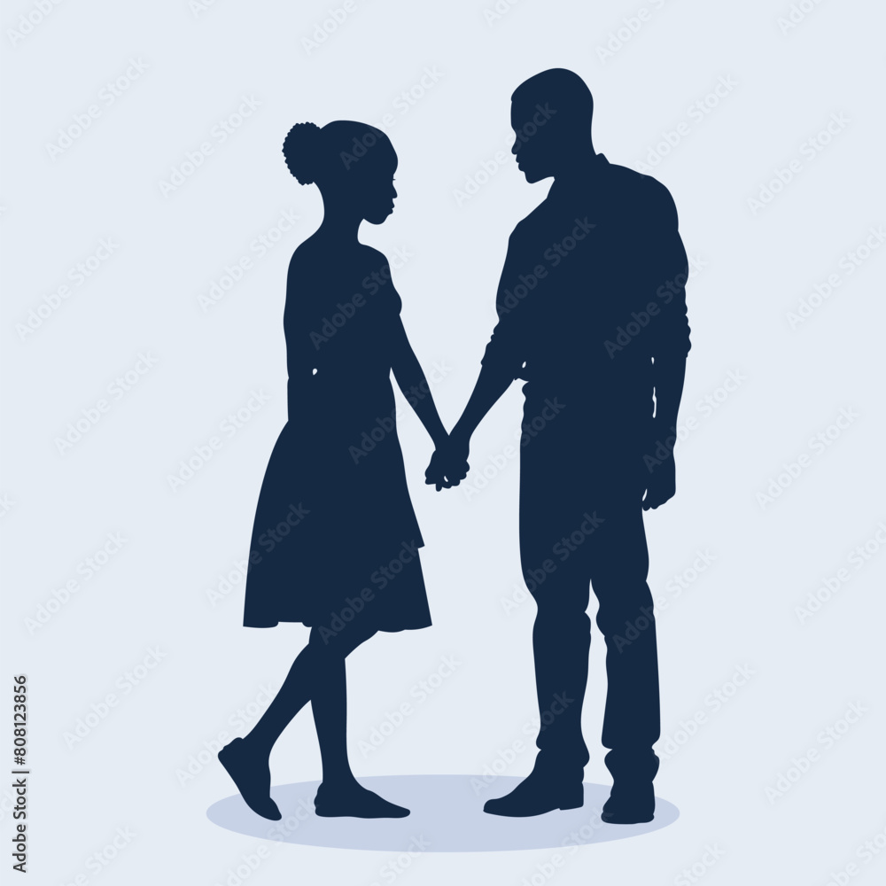 Flat design holding hands silhouette