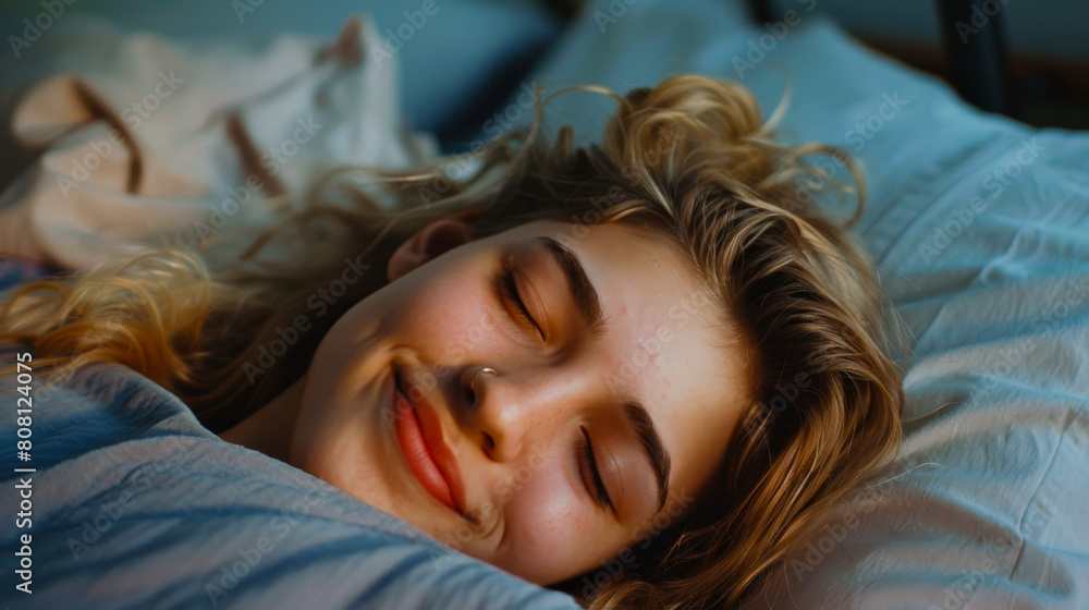 Smiling Young Woman Enjoying Restful Sleep
Smiling Young Woman Enjoying Restful Sleep