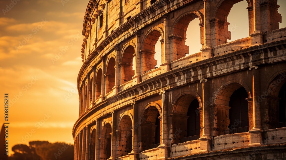 Fototapeta premium Roman Colosseum's exterior colossal scale layers of arches