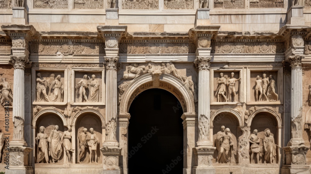 Roman Arch of Constantine adorned with historical reliefs victories