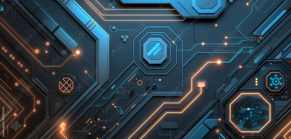 Technological abstract design in neon blue and soft taupe. Technological abstract design in neon blue and soft taupe.