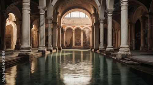 Roman bathhouse's frigidarium bathers in cold plunge pool photo