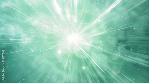 Abstract light of rays on green background from the center