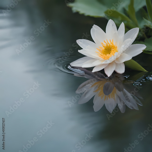 a white flower that is floating in the water