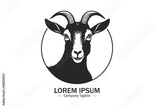 abstract and minimal icon of female goat logo photo