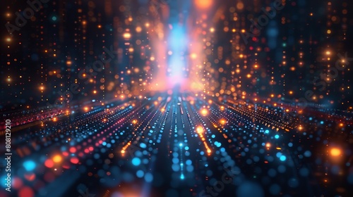 Wallpaper Mural Blue and orange glowing particles form a futuristic tunnel. Torontodigital.ca