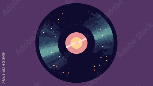 A vinyl record with a glitter infused surface adding a touch of glitz and glamour to any music collection. Vector illustration