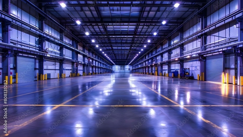 Warehouse Setting with Polished Concrete Floor and Roller Doors in an Industrial Interior. Concept Industrial Setting, Warehouse Interior, Polished Concrete Floor, Roller Doors, Urban Photography Warehouse Setting with Polished Concrete Floor and Roller Doors in an Industrial Interior. Concept Industrial Setting, Warehouse Interior, Polished Concrete Floor, Roller Doors, Urban Photography