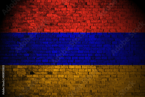 Canvas Print armenia flag on brick wall