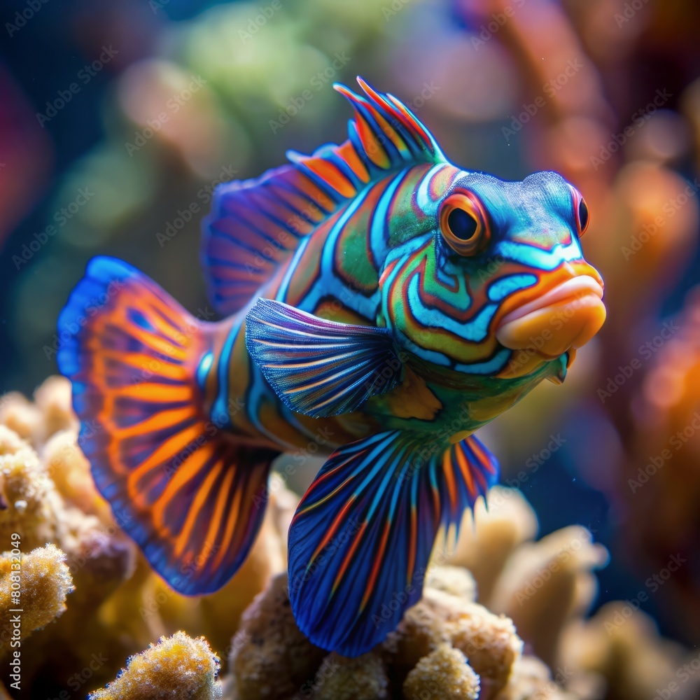 Sea fish in detail: Macro shot of the Mandarin fish
Sea fish in detail: Macro shot of the Mandarin fish