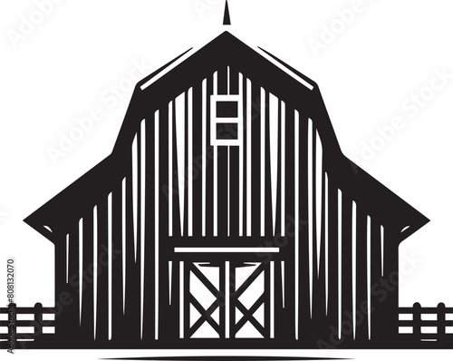 Barn silhouette. The farmhouse silhouette vector design black and white.