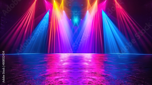Empty stage with colorful lights