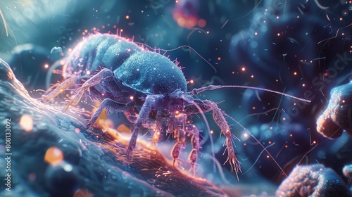 A magnified view of a dust mite, a common household allergen lurking in dust photo