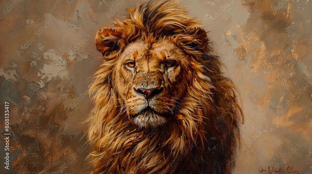 Naklejka premium This lion is the king of the jungle. He is fierce and powerful, yet majestic and wise. He is a symbol of strength, courage, and leadership.